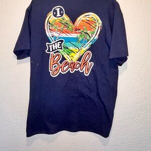 Navy Blue Beach Girl Graphic T-Shirt New Size Large